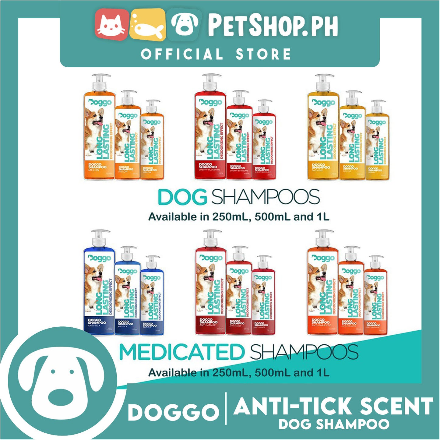 Doggo Shampoo Long Lasting Deodorizing Effect 1 Liter (Anti-Tick) Shampoo for Your Pet