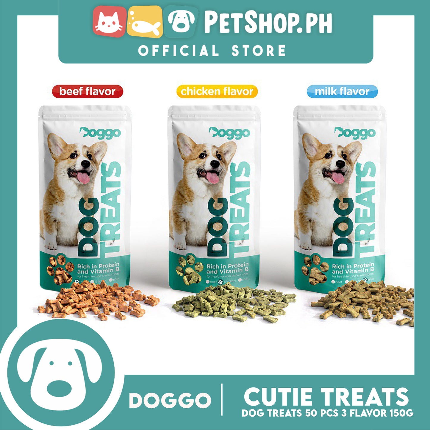 Doggo Dog Cutie Treats 150 grams, 50 pcs. (Milk Flavor) Treats for Your Dog