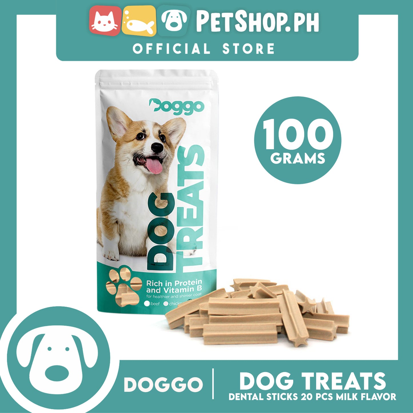 Doggo Dog Treats Dental Sticks 20 pcs. (Milk Flavor) Dental Treats for Your Dog