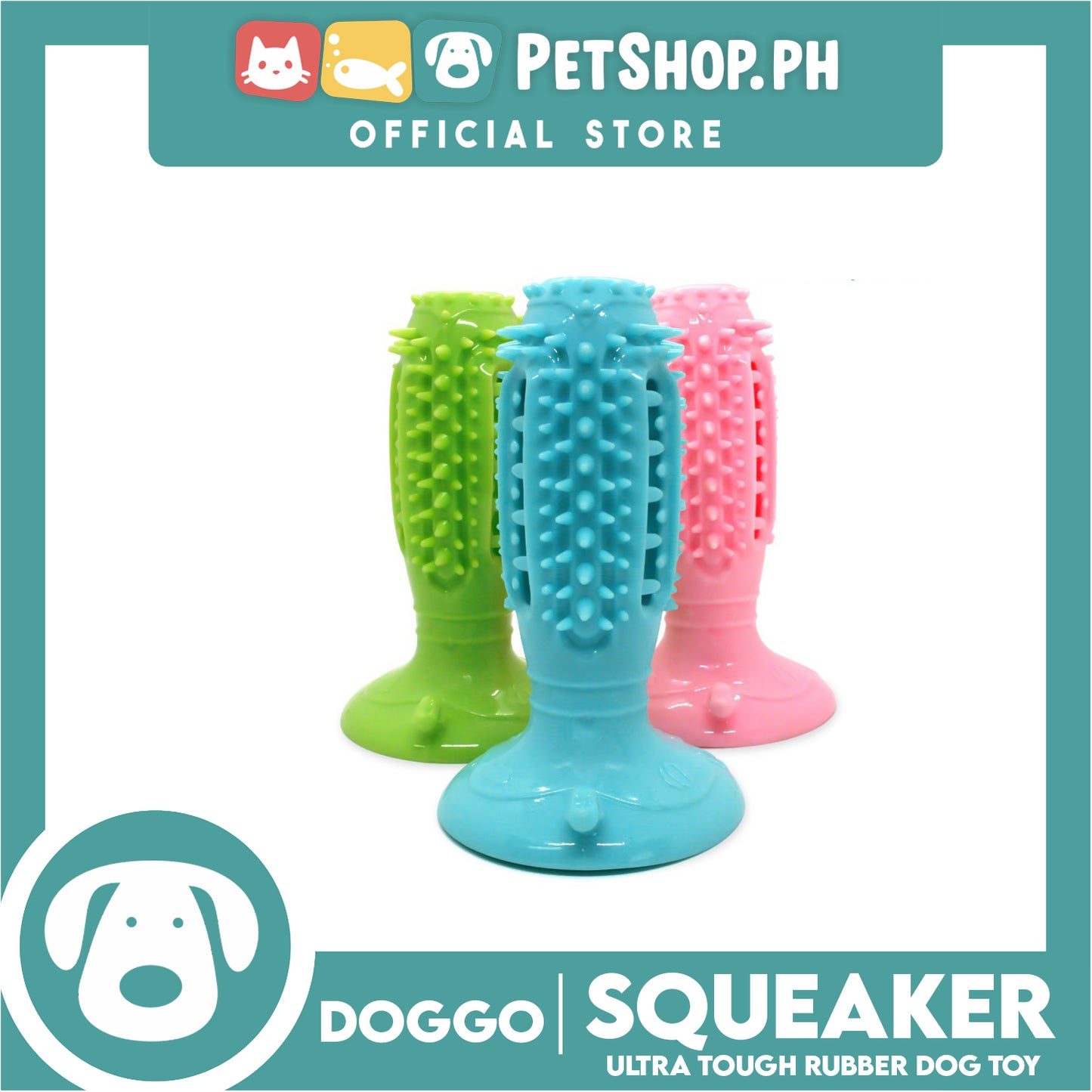 Doggo Squeaker Thick Rubber Material for Pet Teeth Cleaning, Chewing, Fetching (Pink)