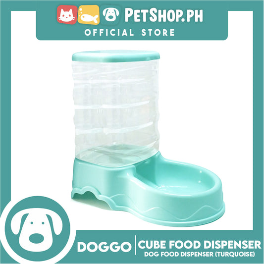 Doggo Cube Food Dispenser Station, Self Replenish Pet Feeder (Turquoise)