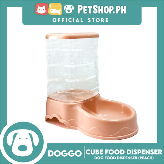 Doggo Cube Food Dispenser Station, Self Replenish Pet Feeder (Peach)