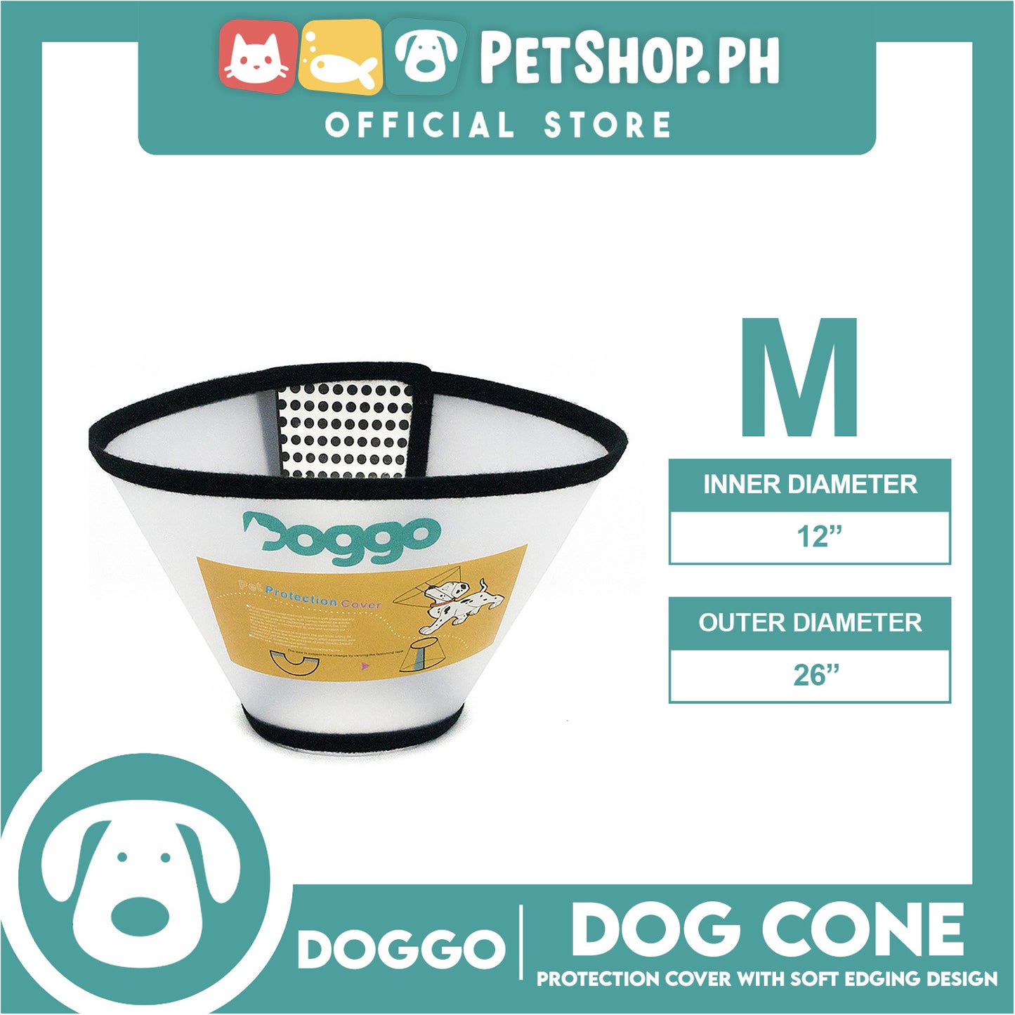 Doggo Dog Cone Protection Cover Adjustable Cone Protective Collar (Medium)