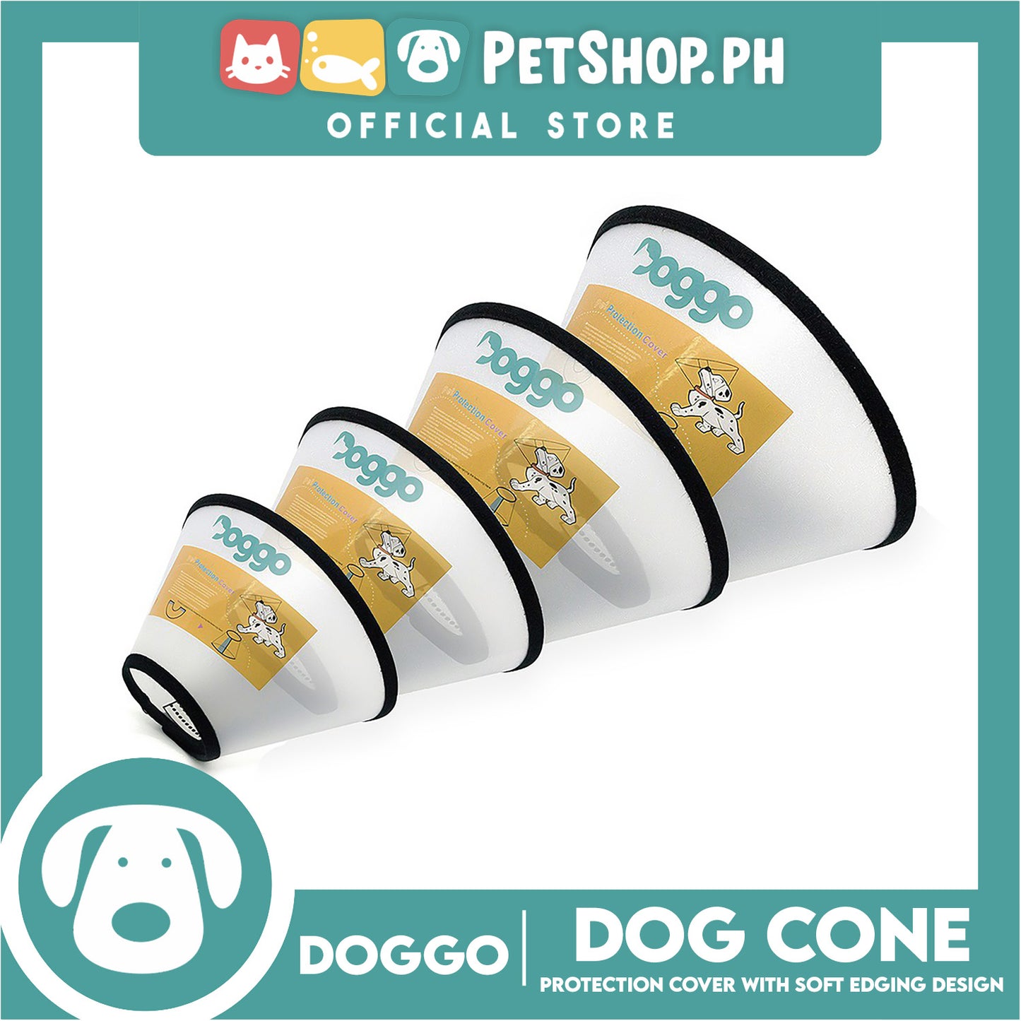Doggo Dog Cone Protection Cover Adjustable Cone Protective Collar (Medium)