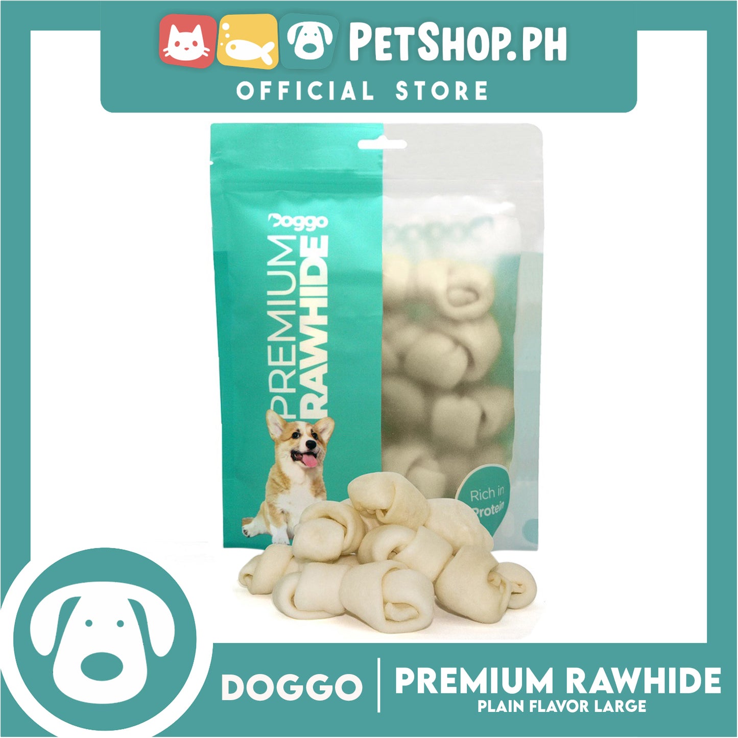Doggo Premium Plain Rawhide (Large) Chewable Treat for Your Dog