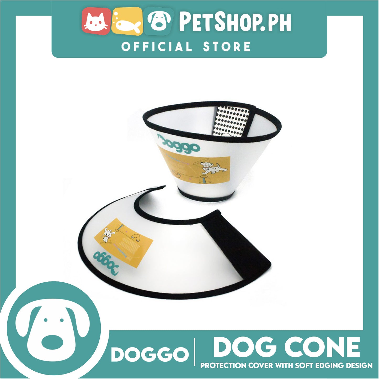 Doggo Dog Cone Protection Cover Adjustable Cone Protective Collar (Large)