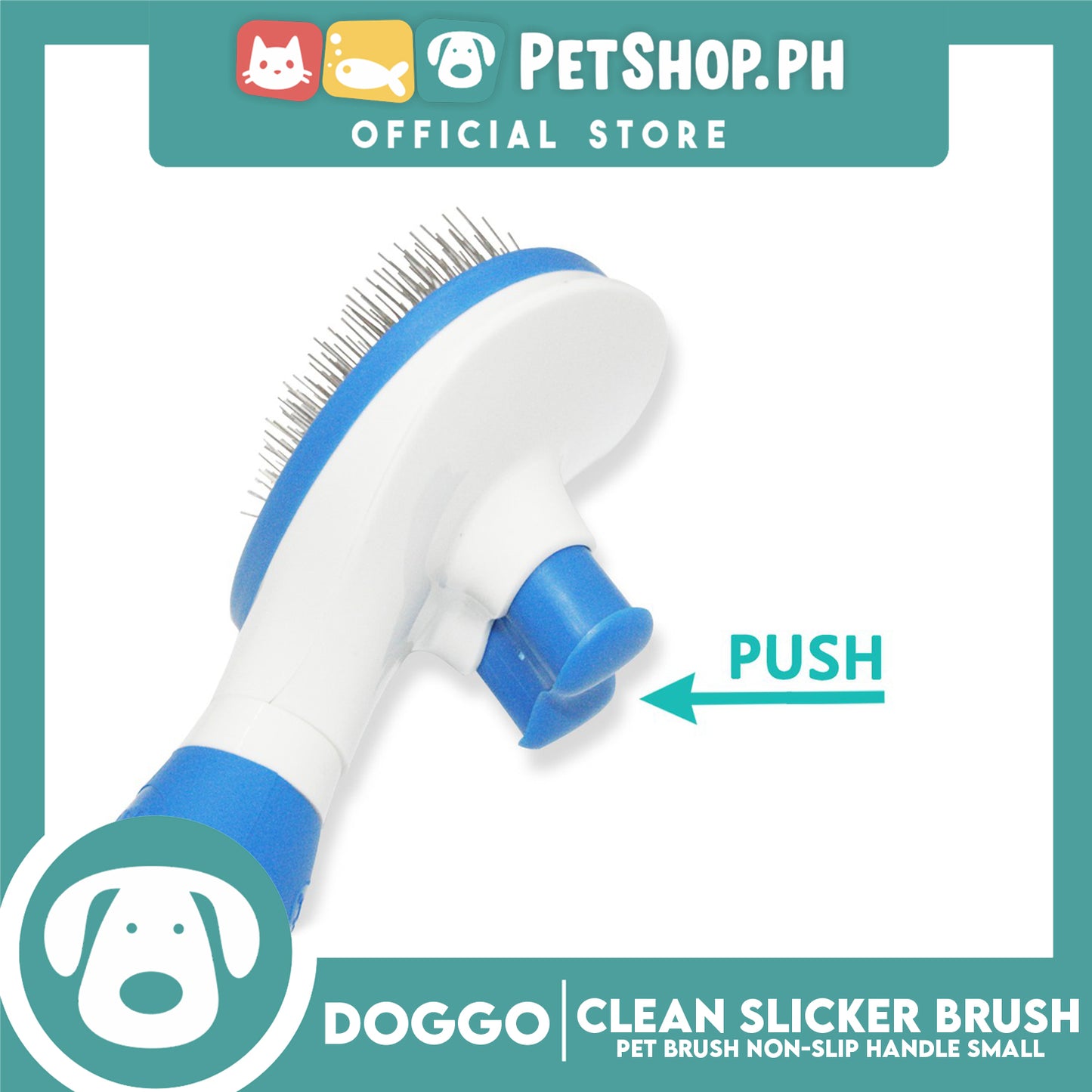 Doggo Easy Clean Slicker Brush Self Cleaning Brush (Small)