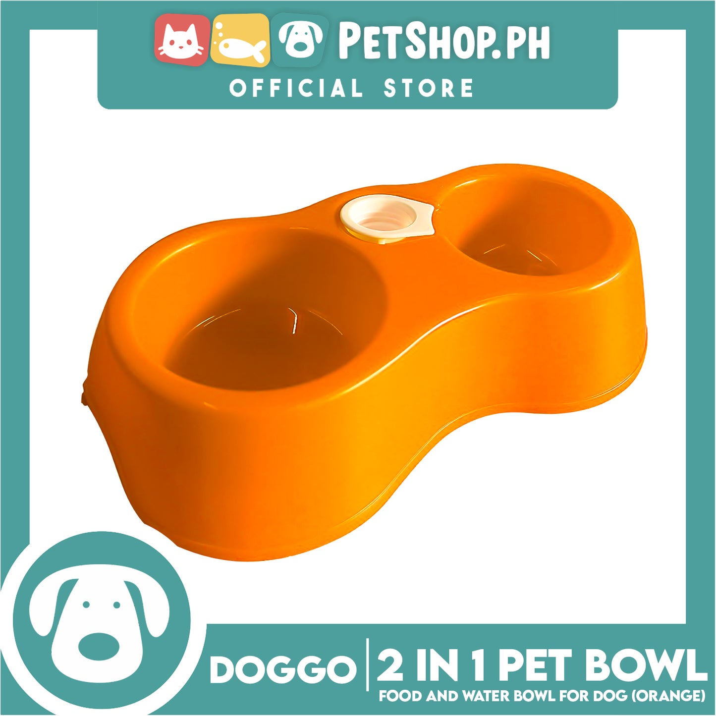 Doggo 2 in 1 Pet Bowl Food and Drinking Bowl (Orange)