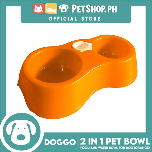 Doggo 2 in 1 Pet Bowl Food and Drinking Bowl (Orange)