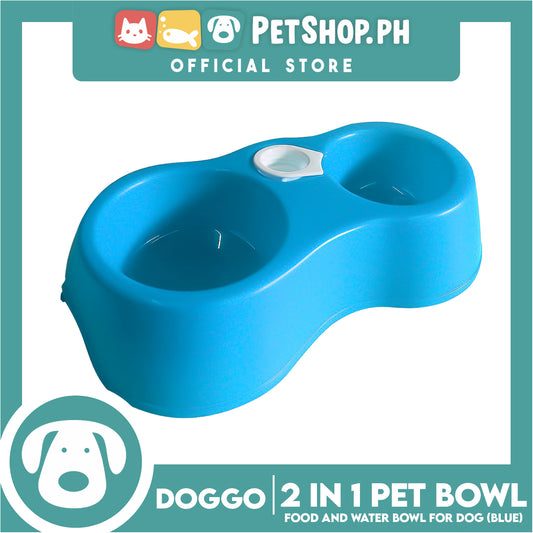 Doggo 2 in 1 Pet Bowl Food and Drinking Bowl (Blue)