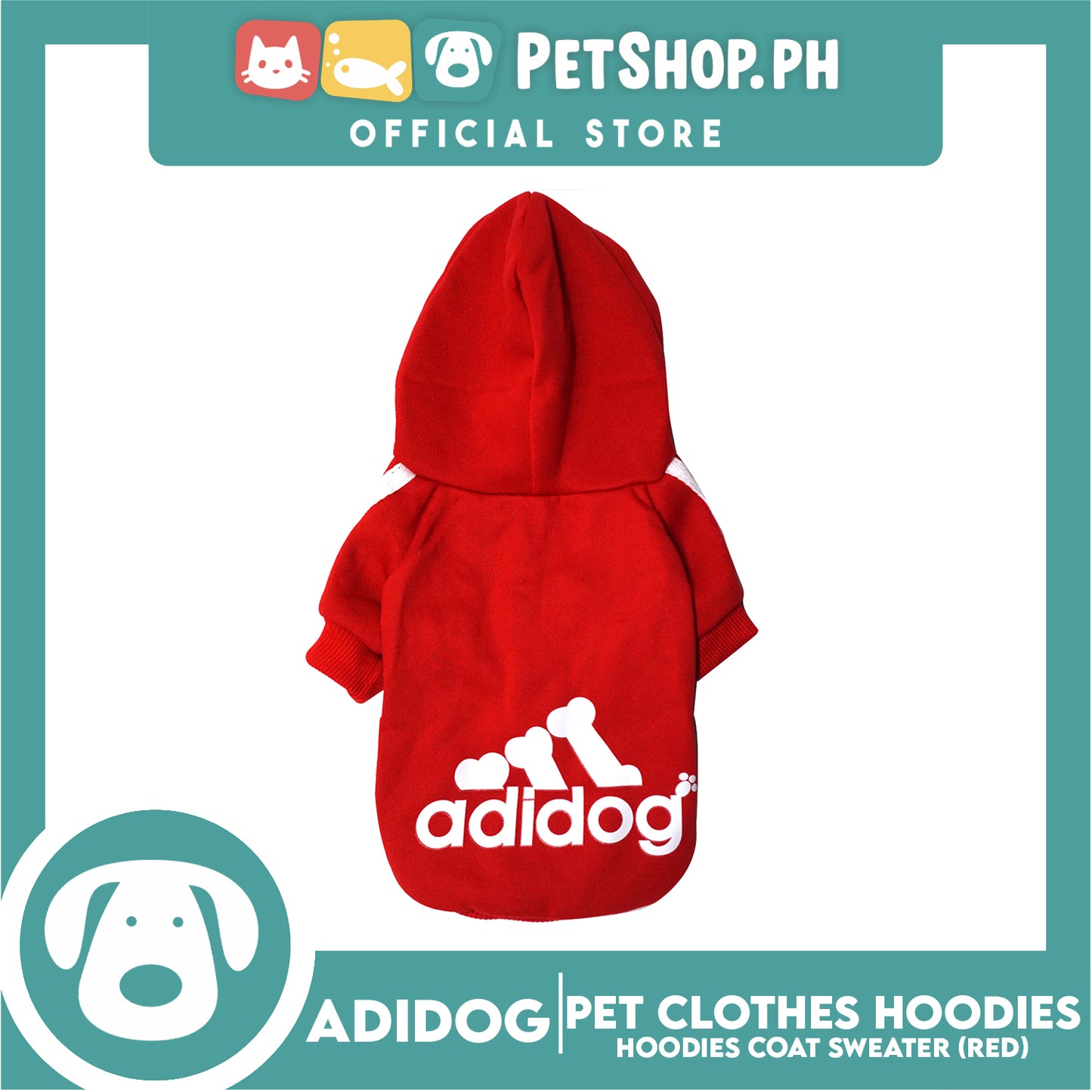 Adidog Pet Clothes Hoodies,Winter Hoodies Apparel Puppy Warm Hoodies Coat Sweater (Red) Extra Small