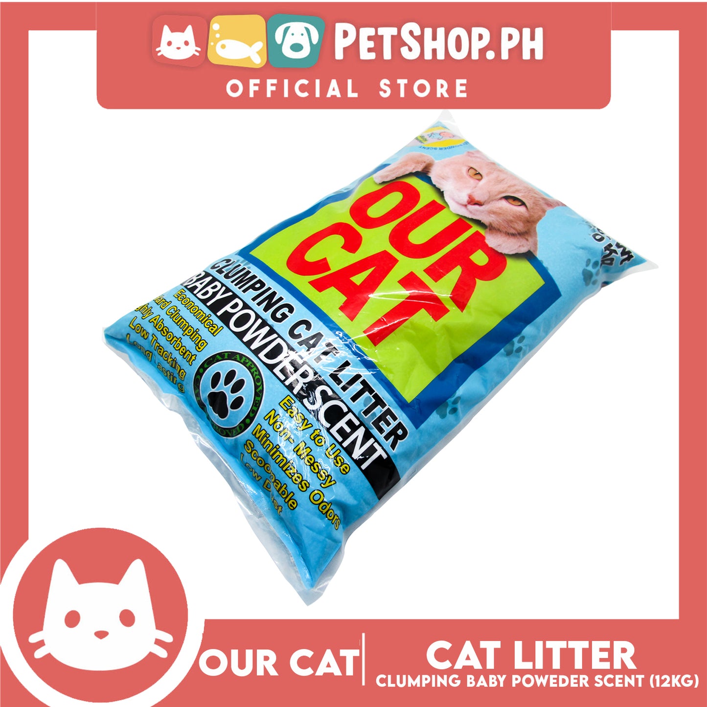 Our Cat Clumping Cat Litter Baby Powder Scent 12kg