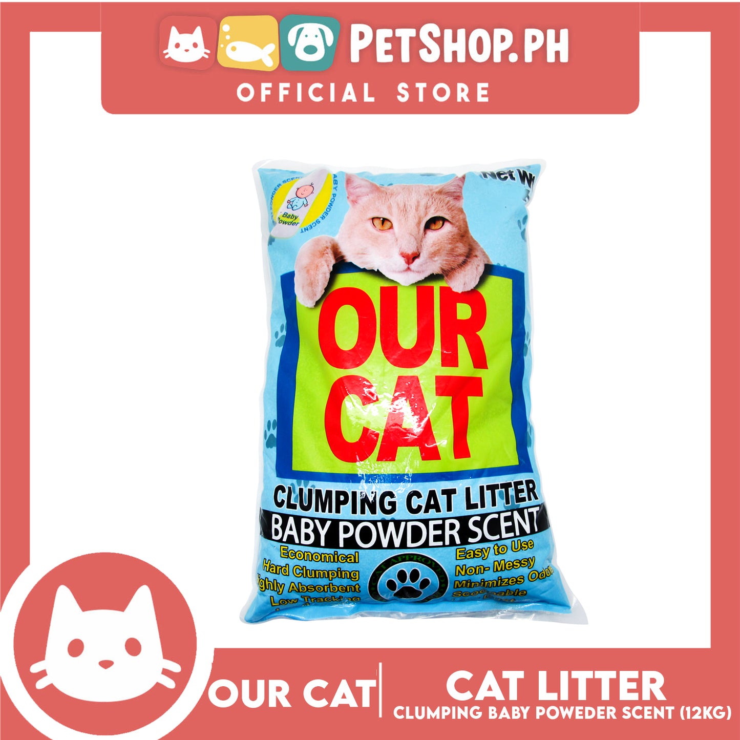 Our Cat Clumping Cat Litter Baby Powder Scent 12kg