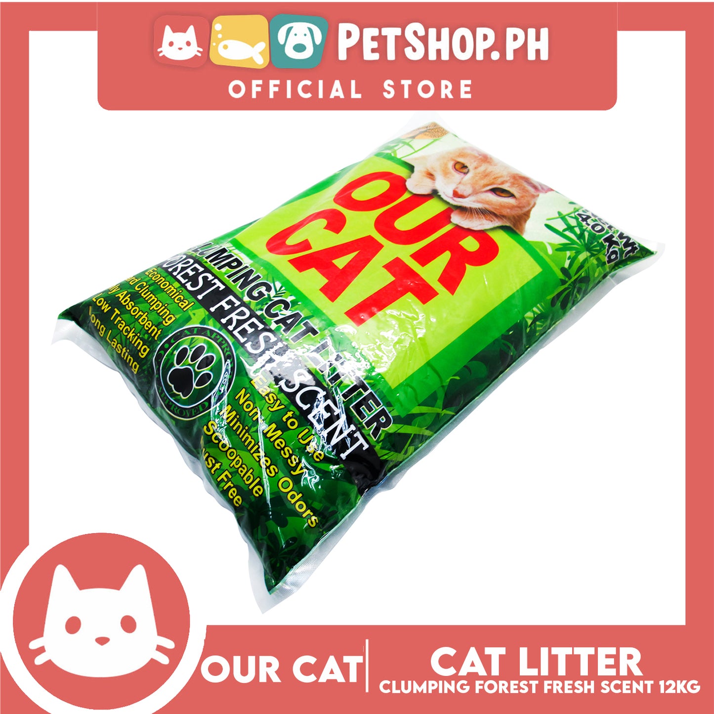 Our Cat Clumping Cat Litter Forest Fresh Scent 12kg