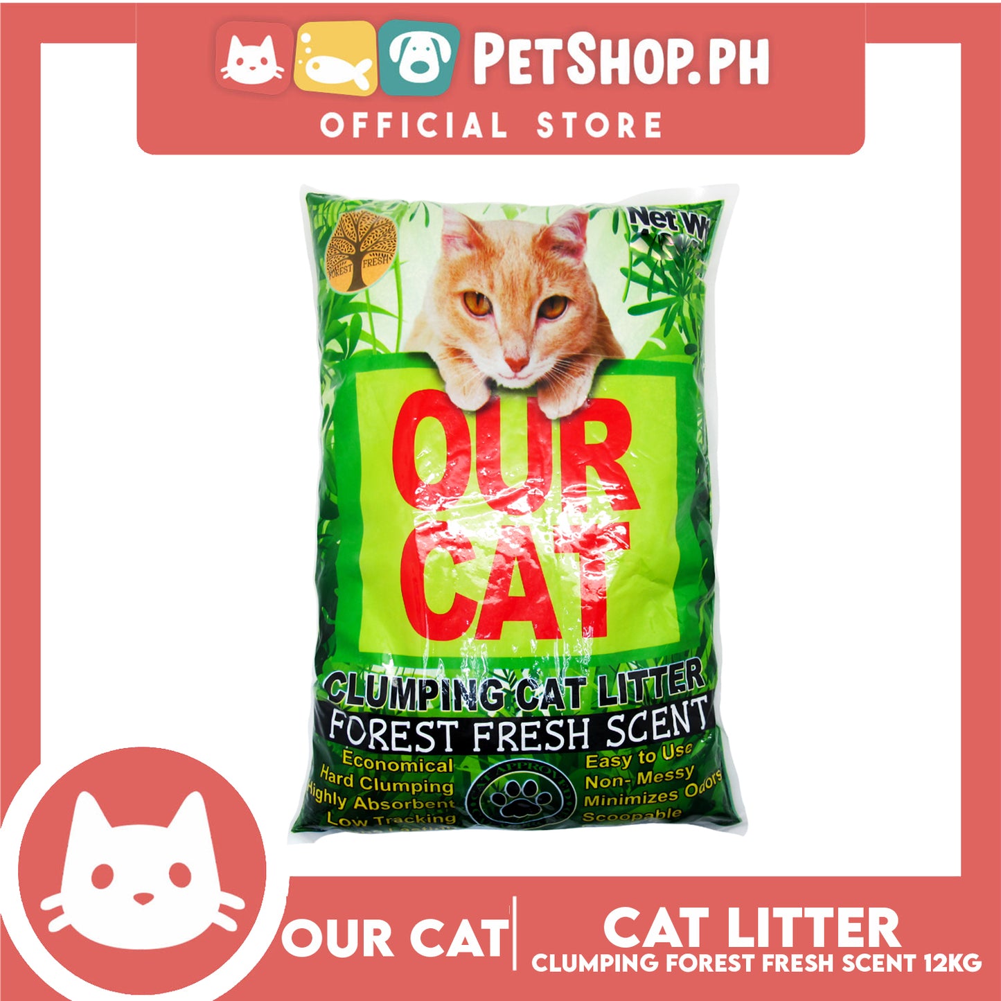 Our Cat Clumping Cat Litter Forest Fresh Scent 12kg