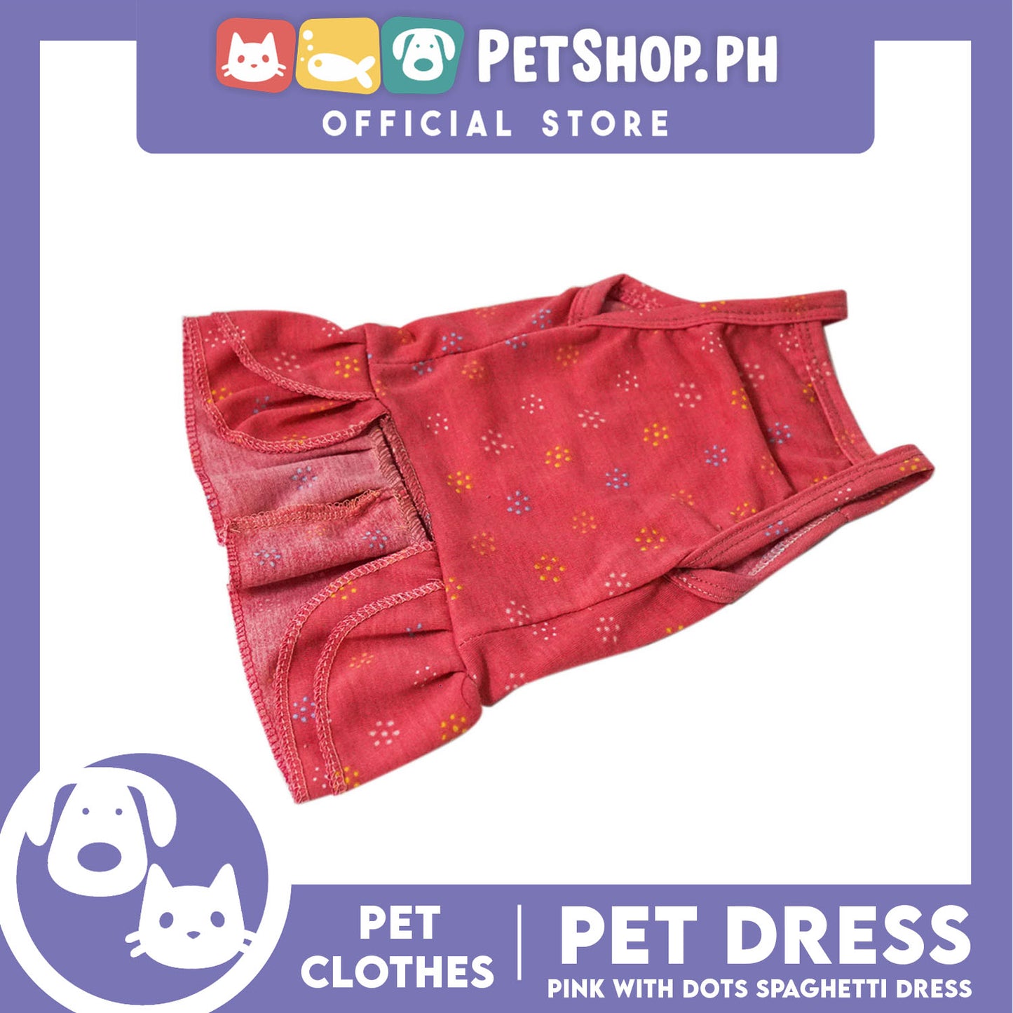 Pet Dress Pink with Dots (Small) Pet Clothes for Small Dog