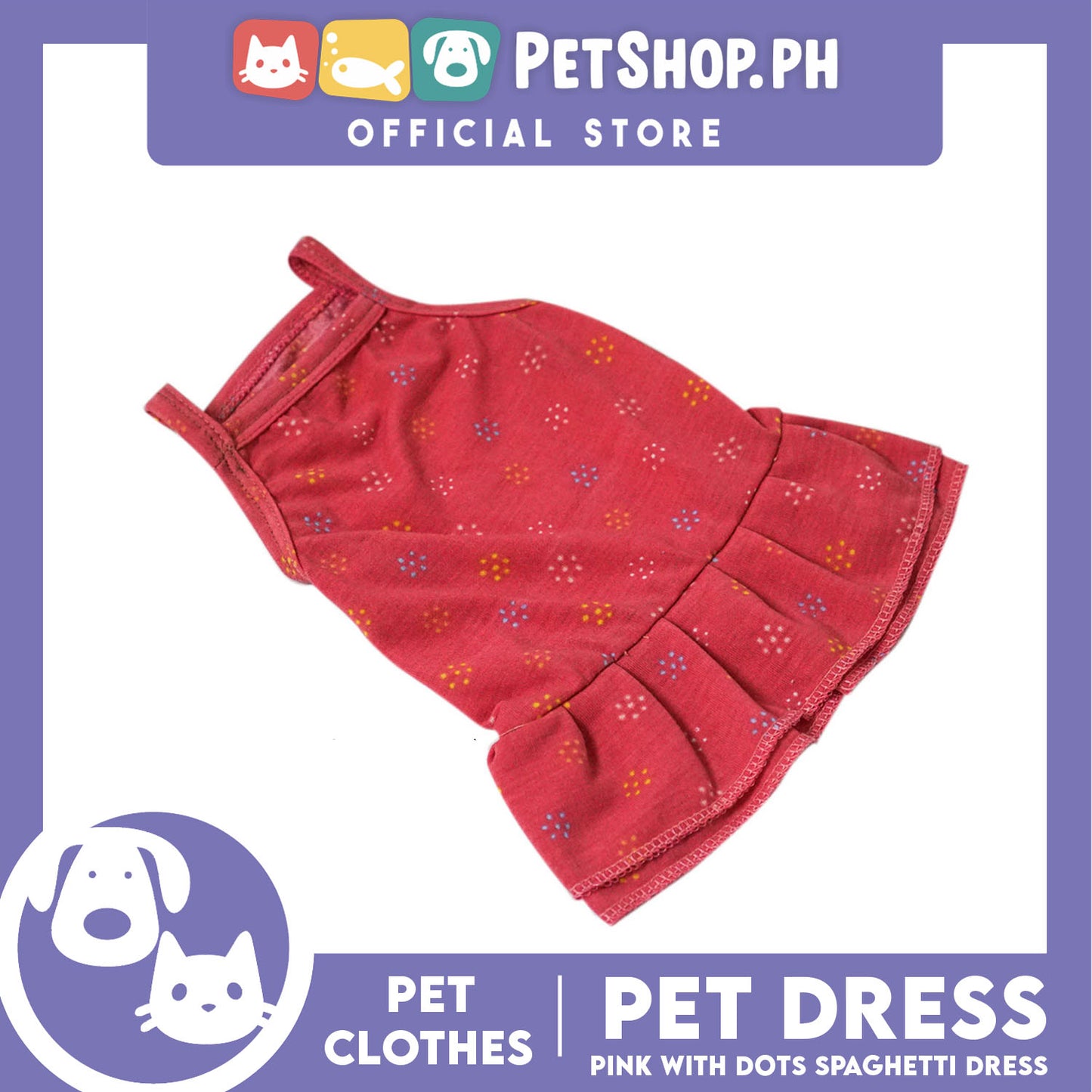 Pet Dress Pink with Dots (Small) Pet Clothes for Small Dog