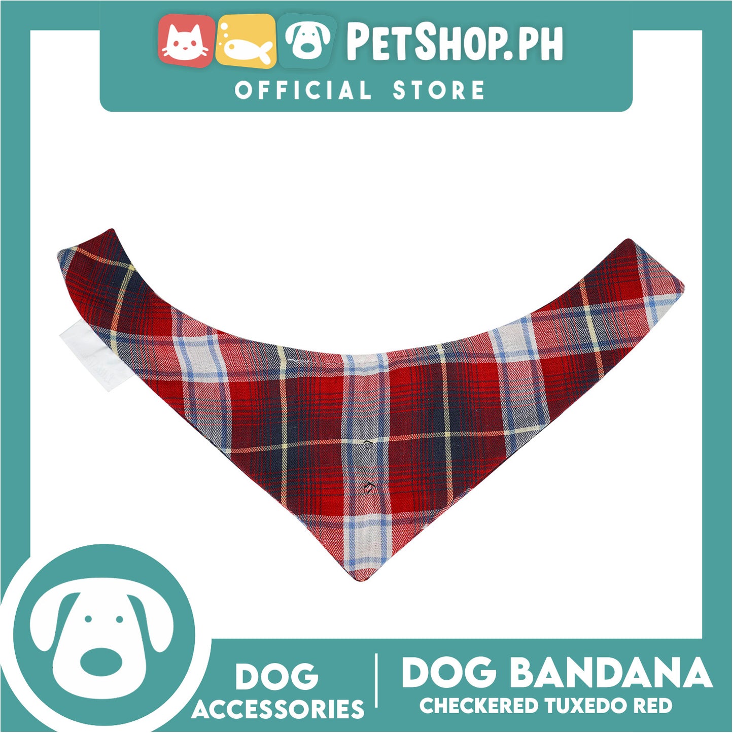 Dog Pet Bandana Red Checkered Tuxedo Design Washable Scarf (Extra Large)