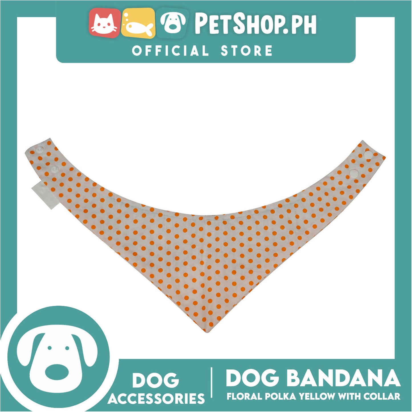 Dog Pet Bandana Blue Floral Yellow Polka Dots Design with Collar Washable Scarf (Extra Large)