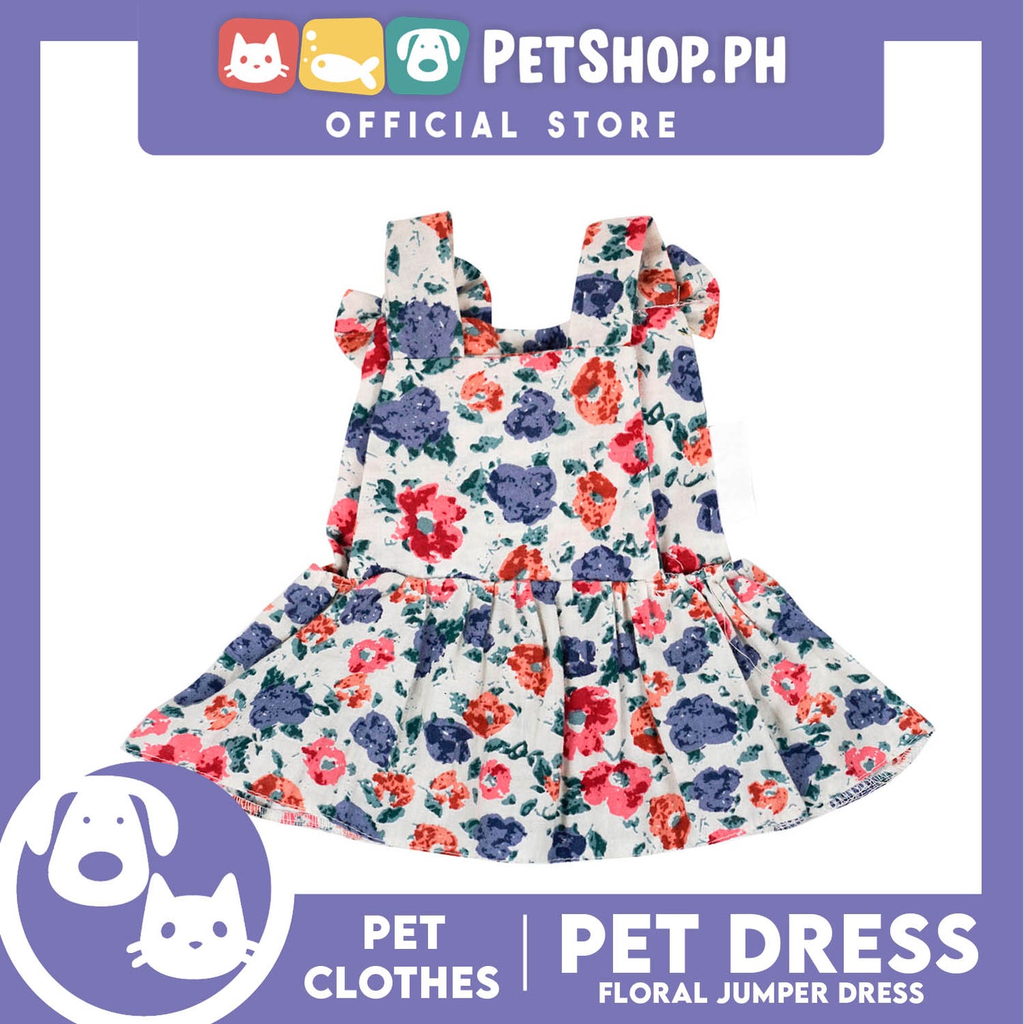 Pet Dress Dog Floral Jumper with Ribbon  (Small) Pet Shirt Dress Perfect Fit for Dogs