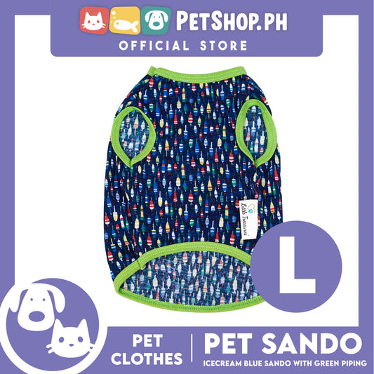 Pet Sando Blue Ice Cream Design with Green Piping (Large) Perfect Fit for Dogs