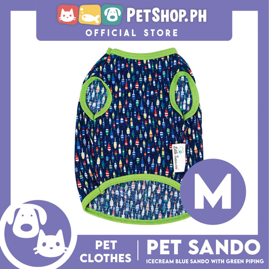 Pet Sando Blue Ice Cream Design with Green Piping (Medium) Perfect Fit for Dogs
