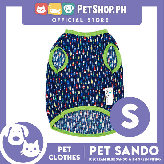 Pet Sando Blue Ice Cream Design with Green Piping (Small) Perfect Fit for Dogs