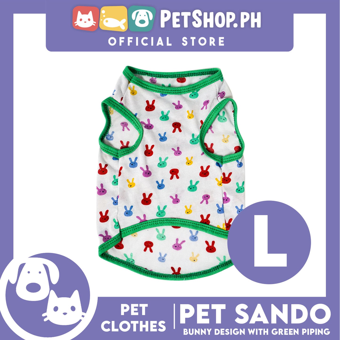 Pet Sando Bunny Design with Green Piping (Large) Perfect Fit for Dogs