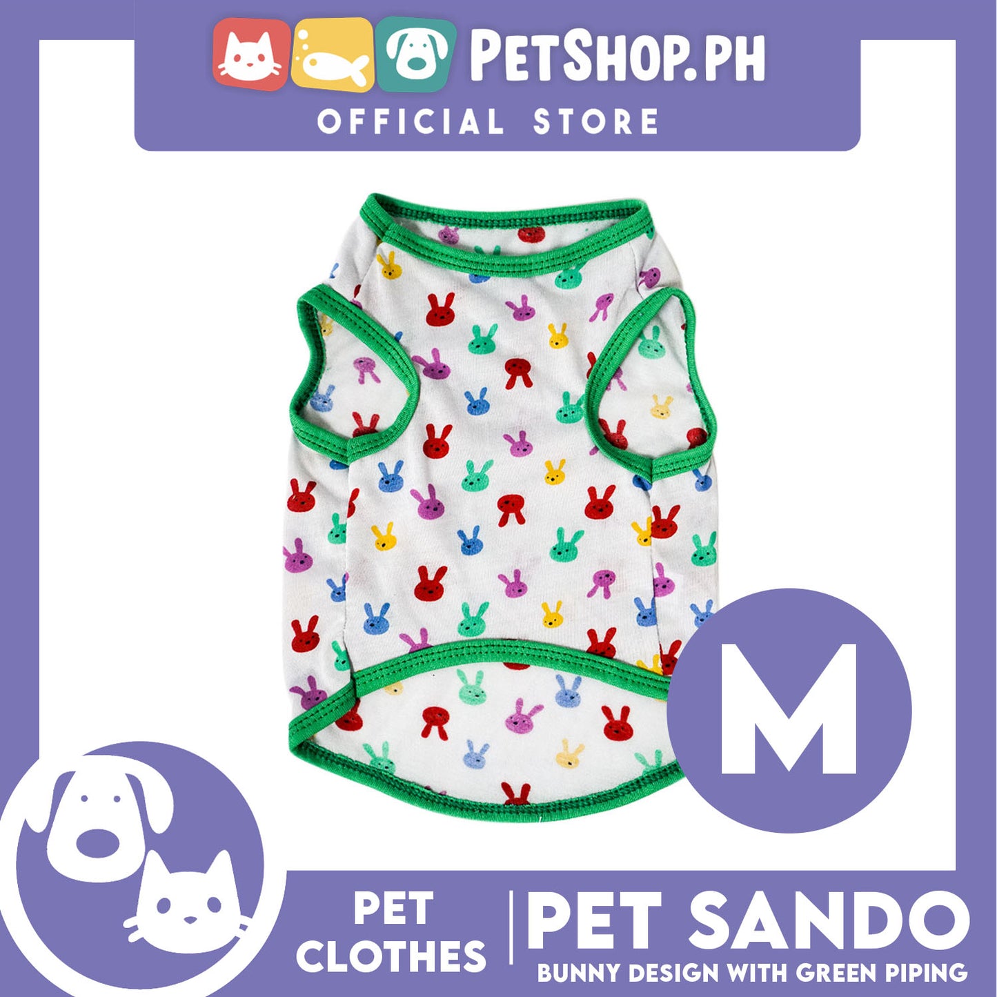 Pet Sando Bunny Design with Green Piping (Medium) Perfect Fit for Dogs