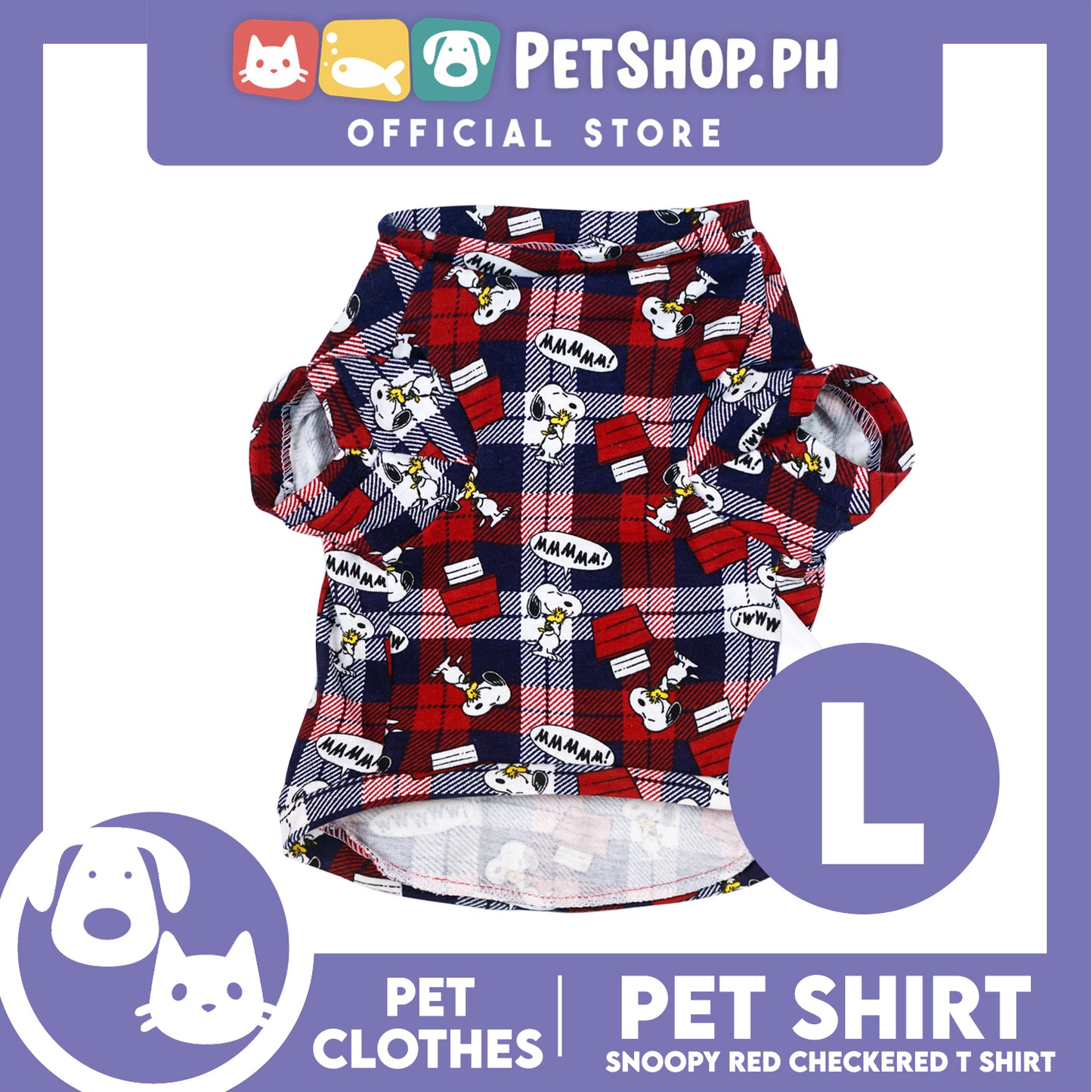 Pet Shirt Red Checkered Design Pet Clothes (Large) Perfect Fit for Dogs and Cats