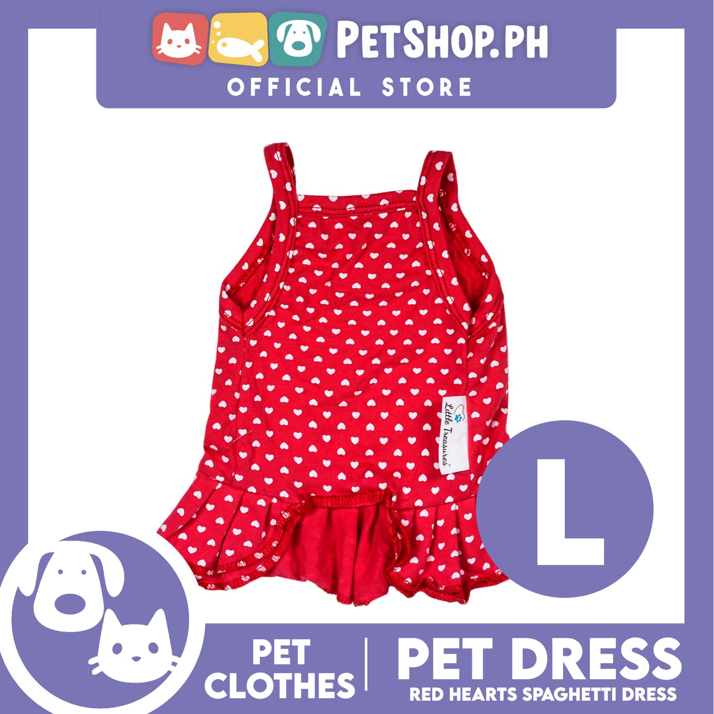 Pet Dress Red Spaghetti with Heart Design Pet Clothes (Large) Perfect Fit for Dogs and Cats