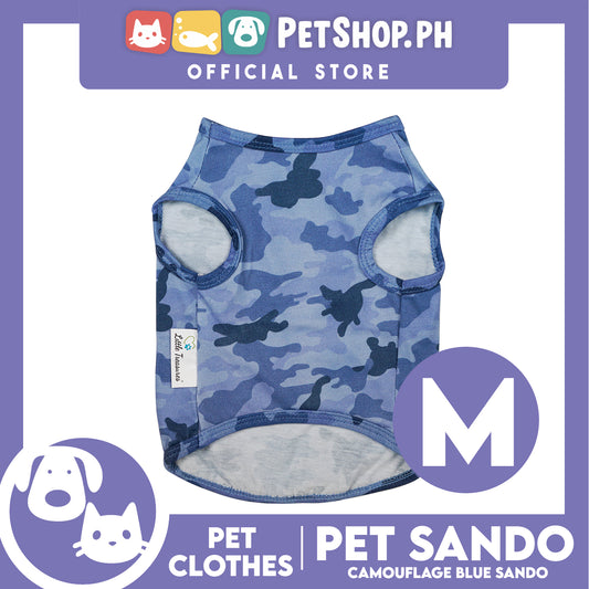Pet Sando Blue Camouflage Pet Clothes Shirt (Medium) Perfect Fit for Dogs and Cats