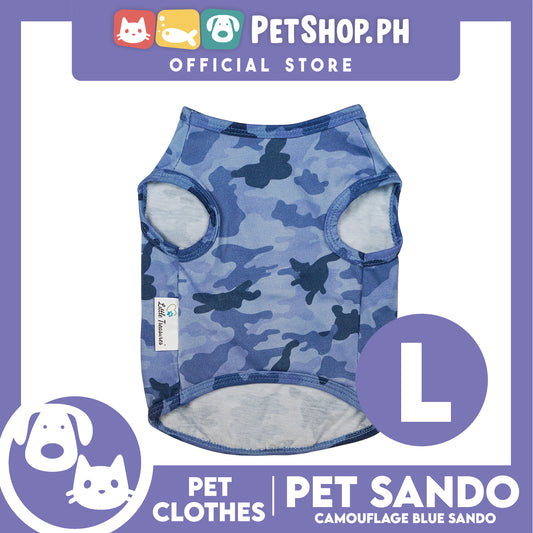 Pet Sando Blue Camouflage Pet Clothes Shirt (Large) Perfect Fit for Dogs and Cats