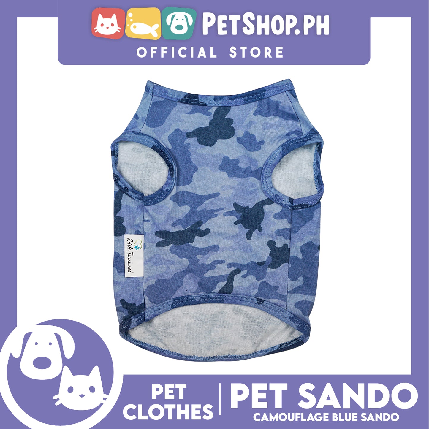 Pet Sando Blue Camouflage Pet Clothes Shirt (Large) Perfect Fit for Dogs and Cats