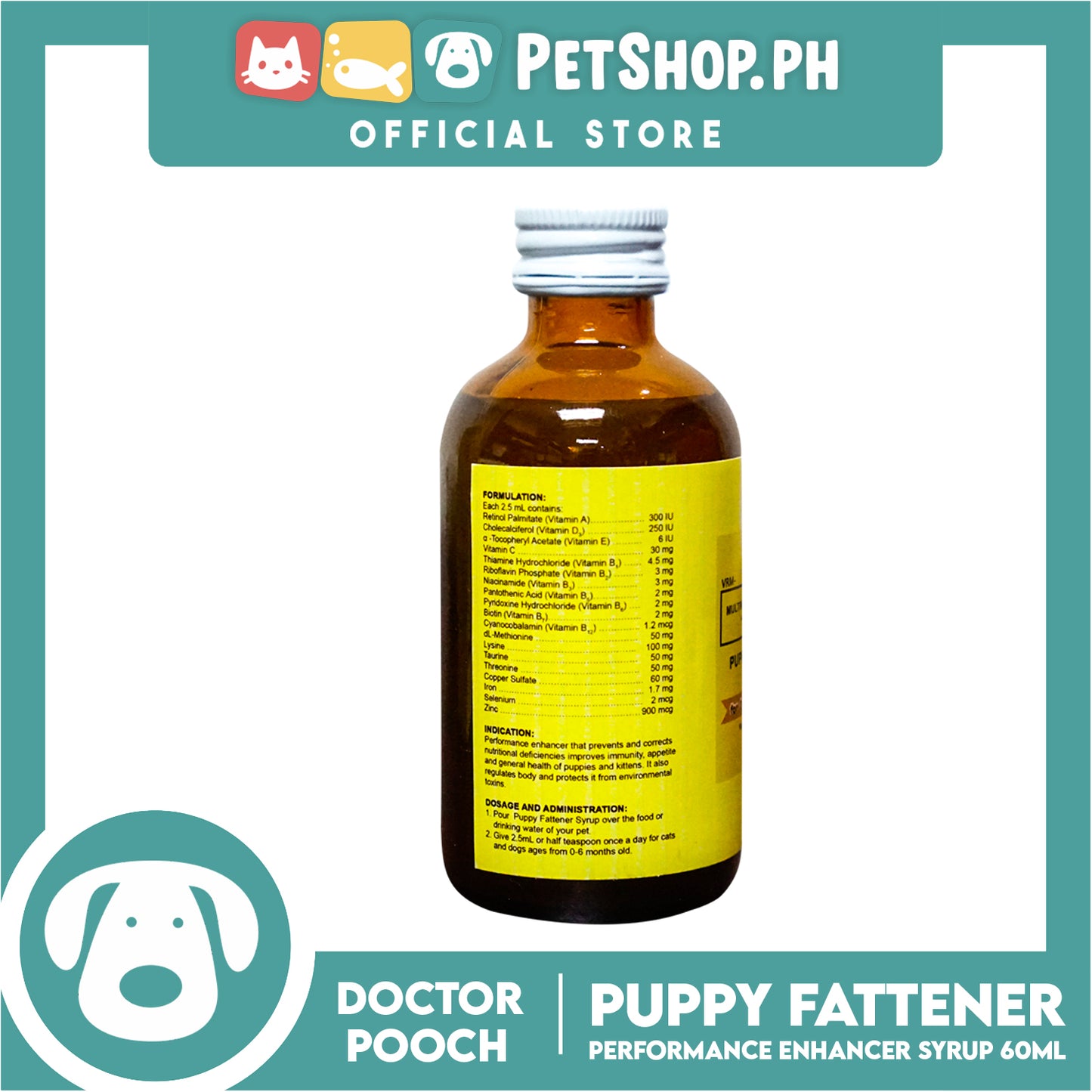 Doctor Pooch Multivitamins And Minerals, Amino Acids Syrup Puppy Fattener 60ml