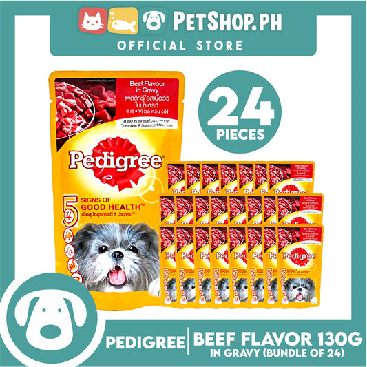 24pcs Pedigree Beef Chunks Flavor In Gravy 130g Dog Food Wet Food