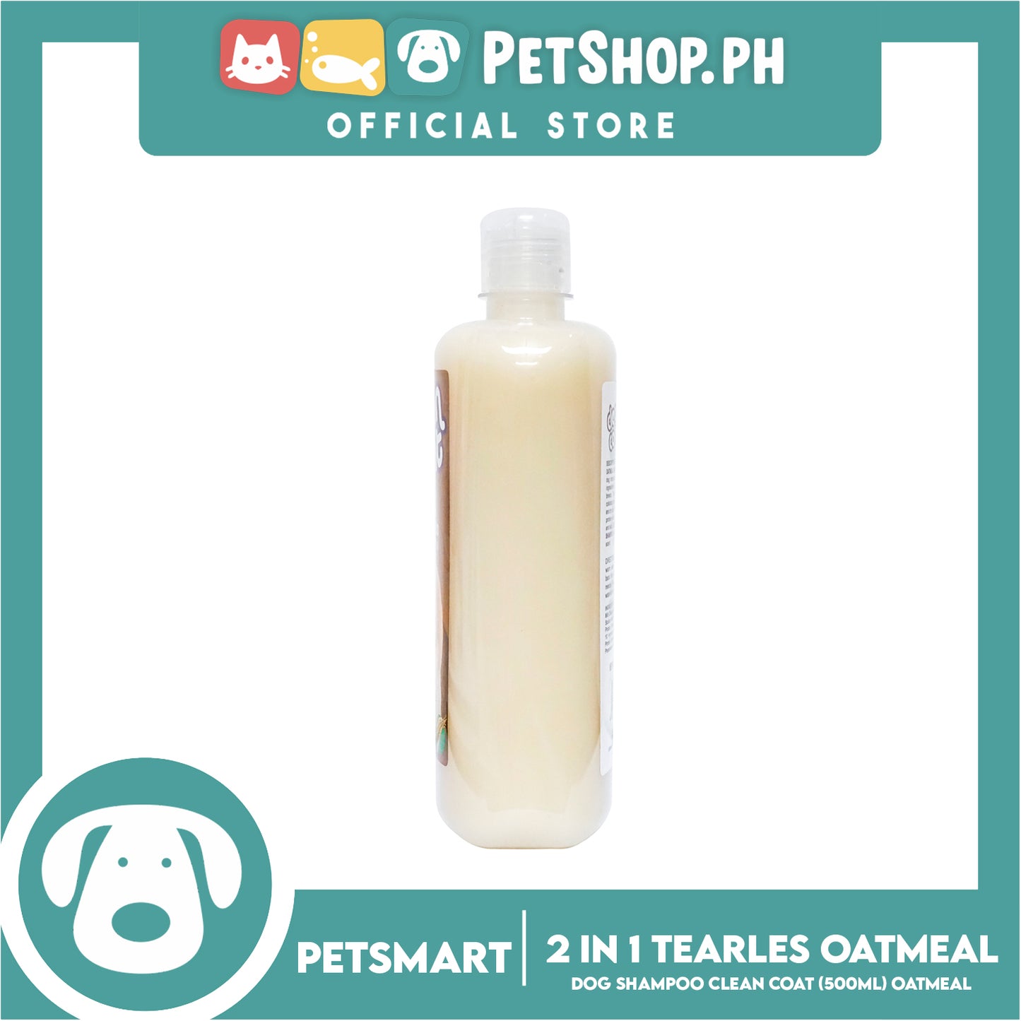 Clean Coat 2 in 1 Tearless Oatmeal With Wheat Protein And Aloe Vera 500ml Dog Shampoo