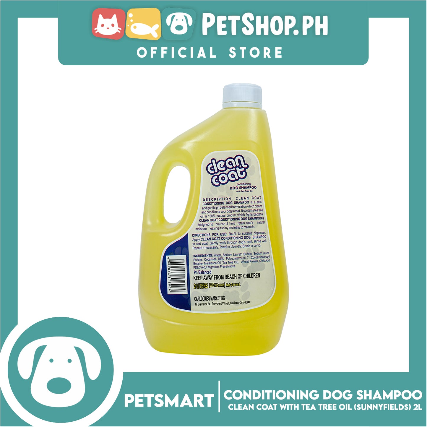 Clean Coat Conditioning With Tea Tree Oil 2 Liters (Sunny Fields) Dog Shampoo