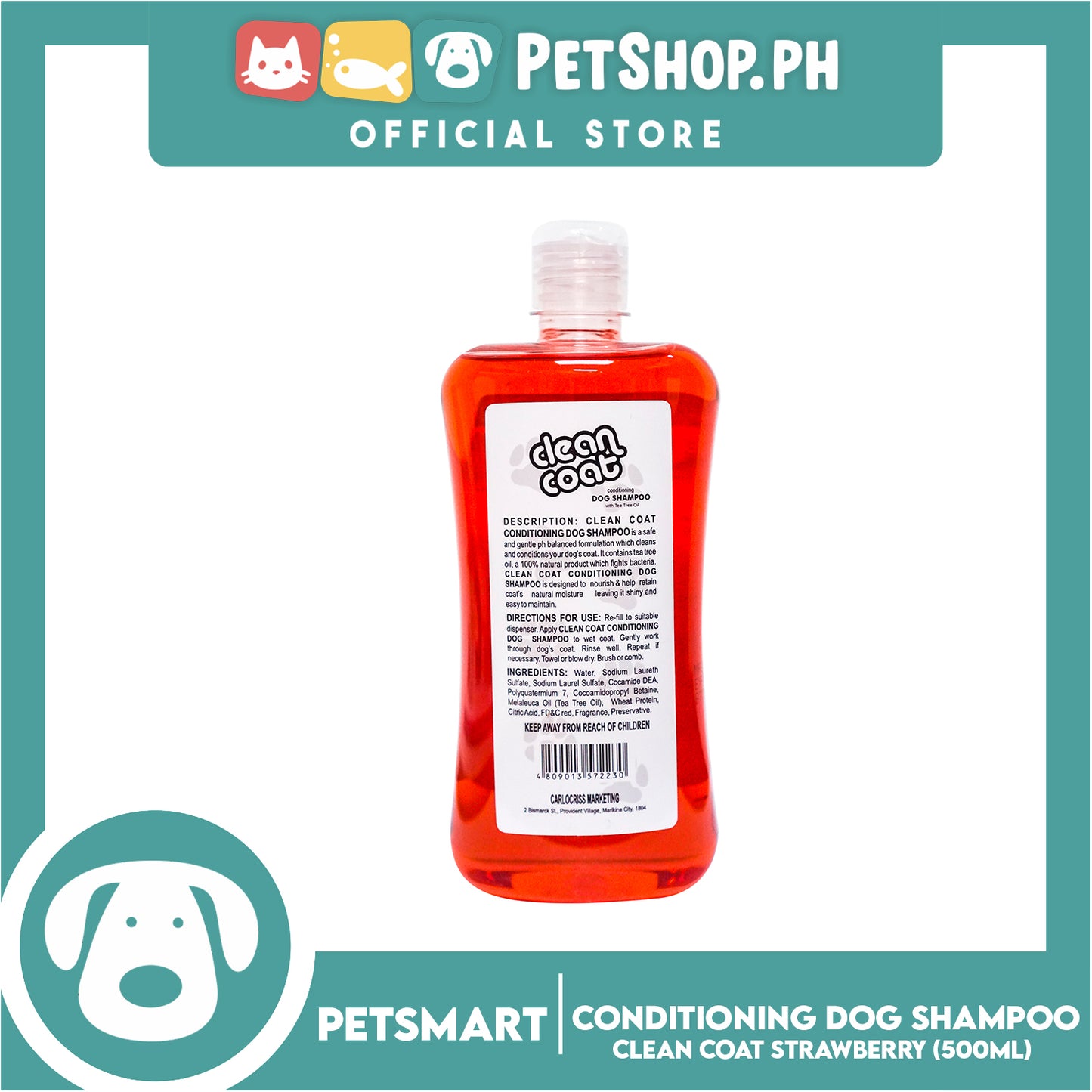 Clean Coat Conditioning With Tea Tree Oil 500ml (Strawberry) Dog Shampoo