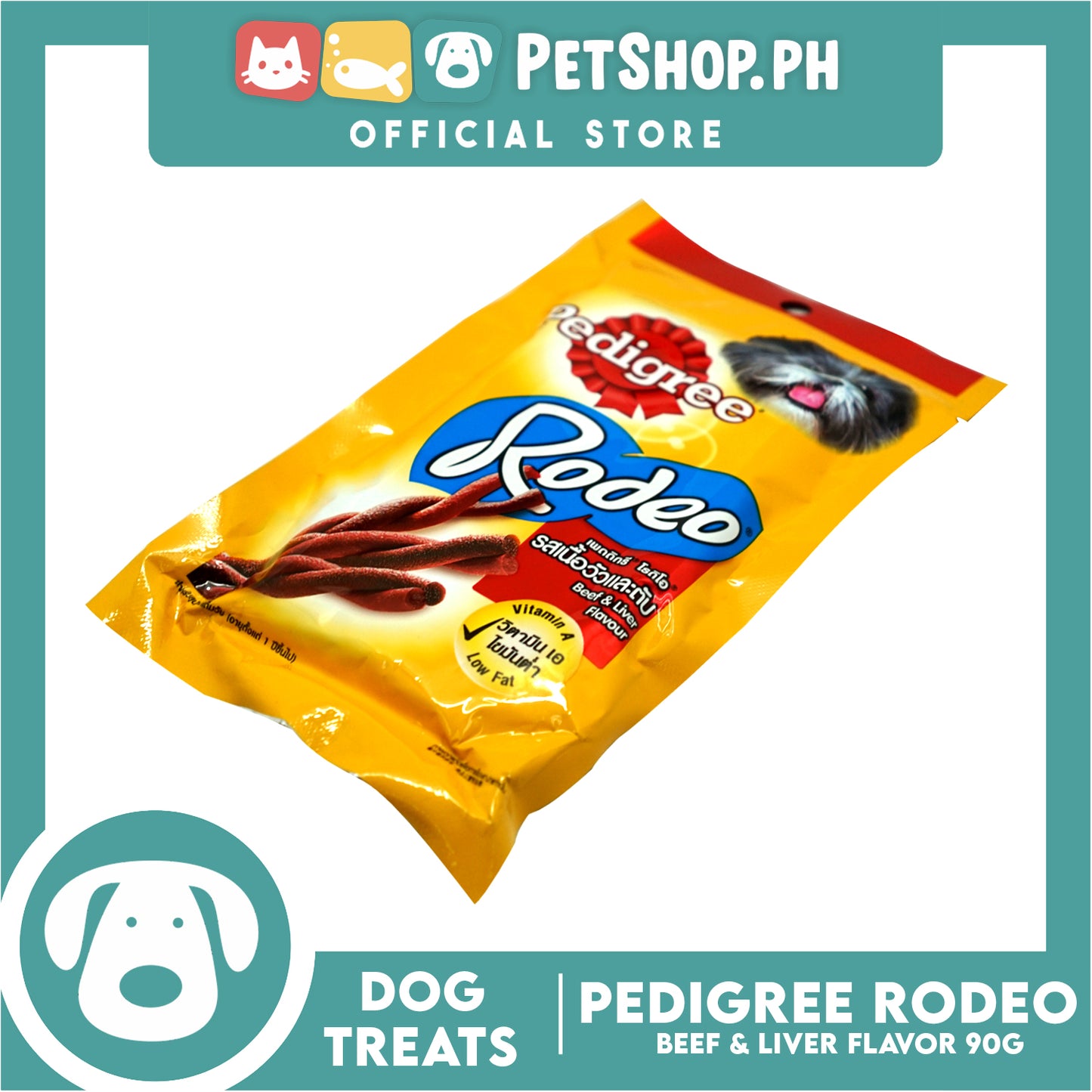 6pcs Pedigree Rodeo Beef and Liver 90g Dog Treats, Twist Stick