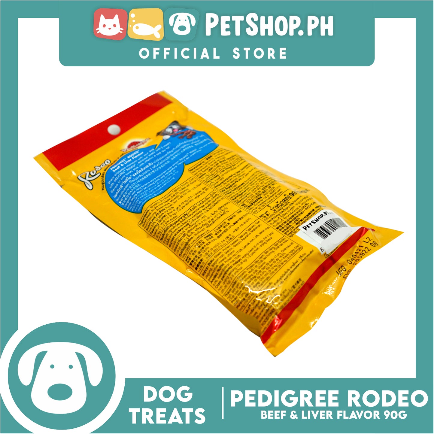6pcs Pedigree Rodeo Beef and Liver 90g Dog Treats, Twist Stick