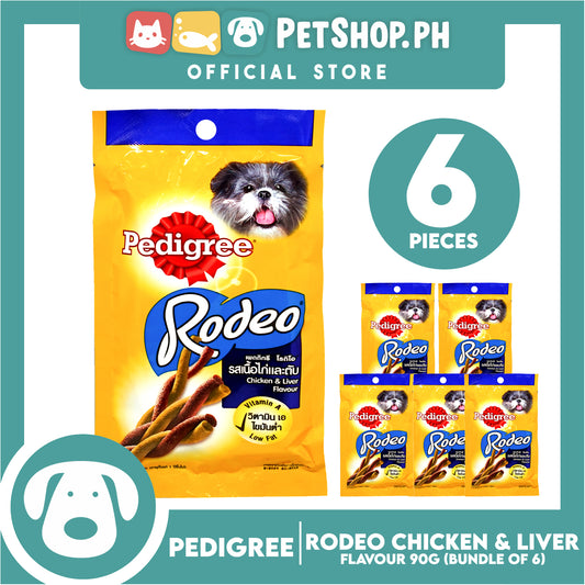 6pcs Pedigree Rodeo Chicken and Liver 90g Dog Treats, Twist Stick