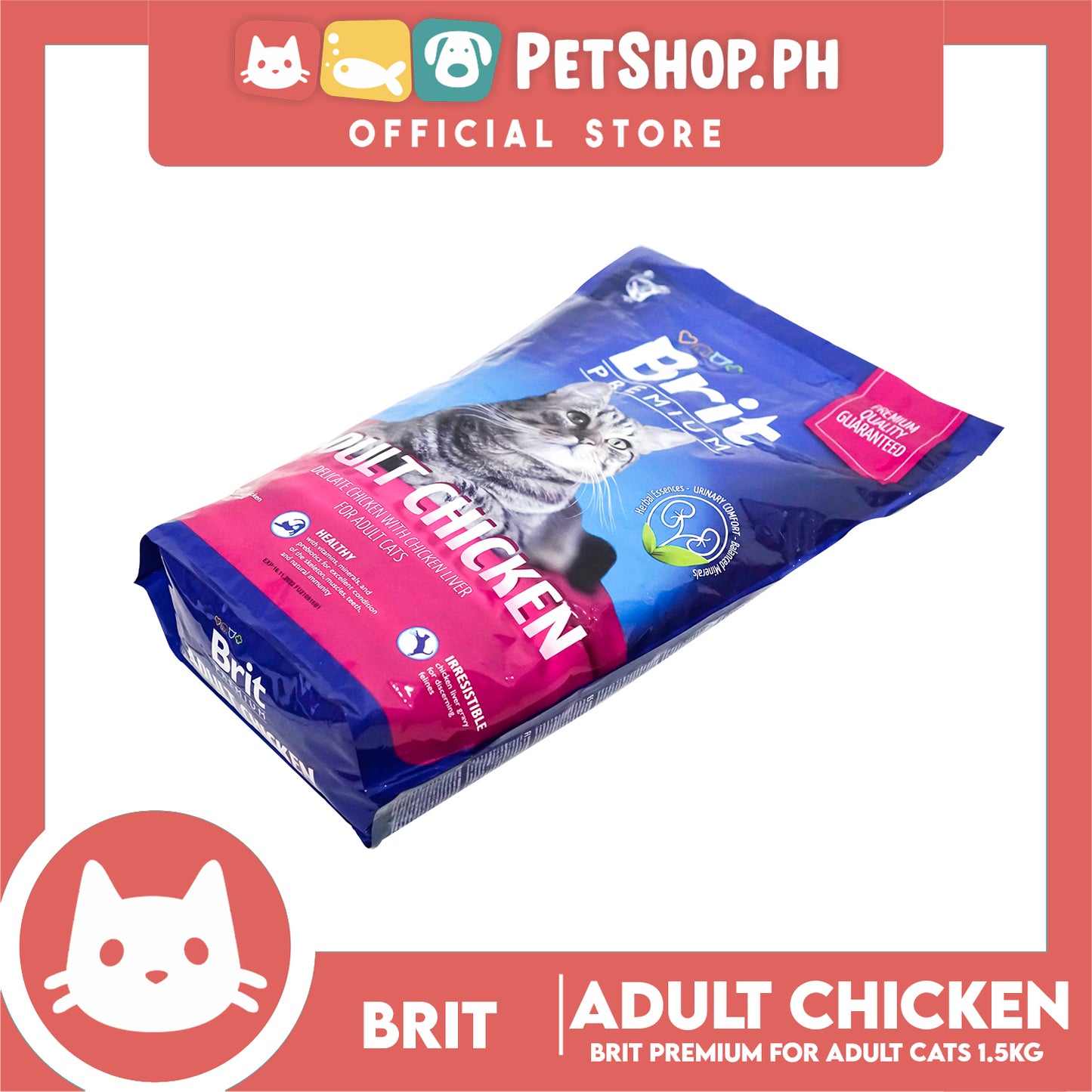 Brit Premium Adult Chicken with Chicken Liver 1.5kg For Adult Cat Dry Food