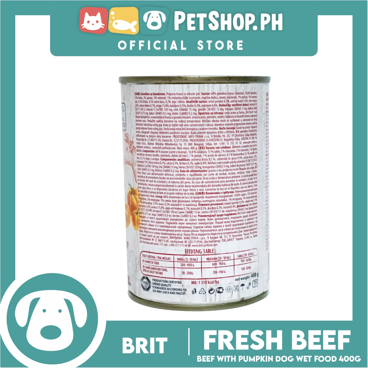 Brit Fresh Beef with Pumpkin Enriched with Herbs 400g Dog Wet Food