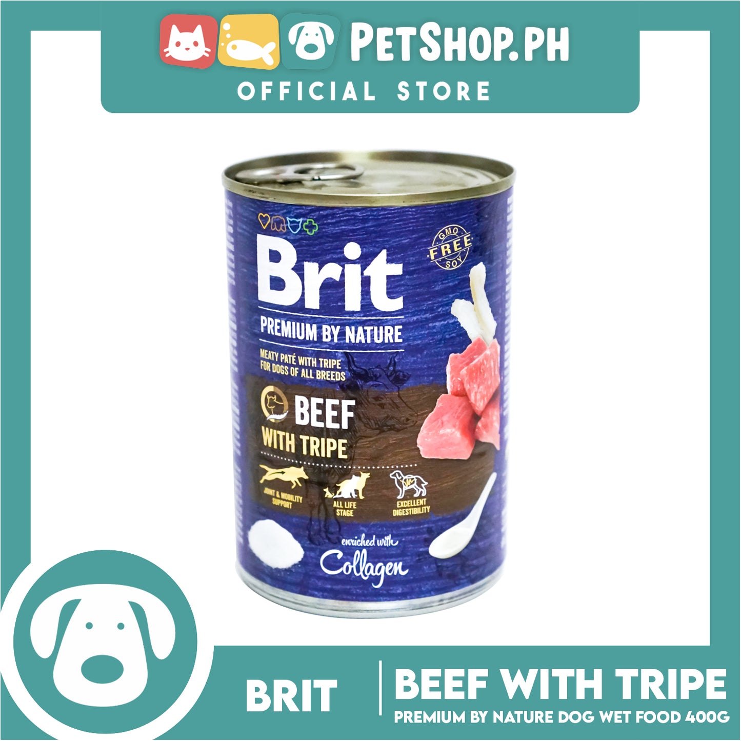 Brit Premium Beef with Tripes Encriches With Collagen 400g Dog Wet Food