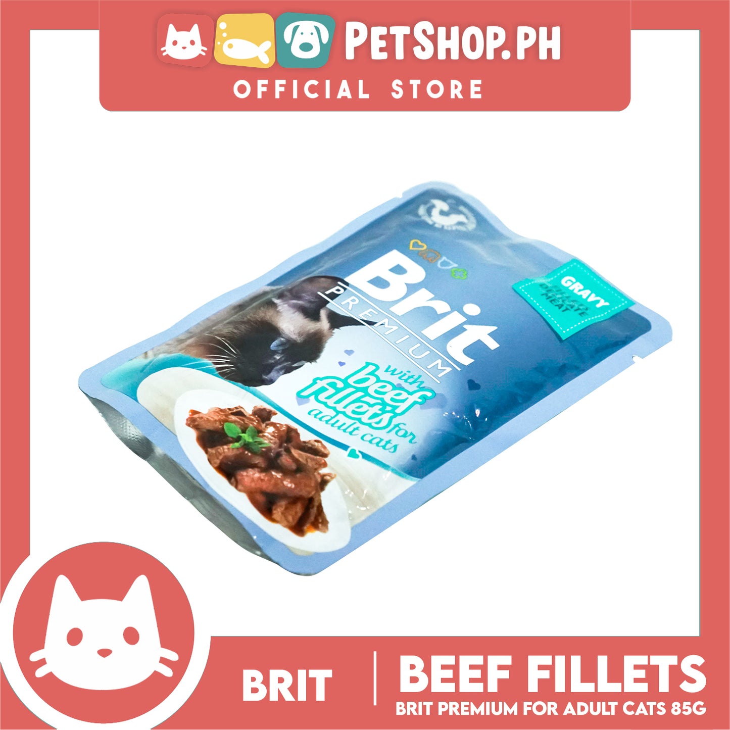 Brit Premium Cat Beef Fillets in Gravy For Adult 85g Cat Wet Food