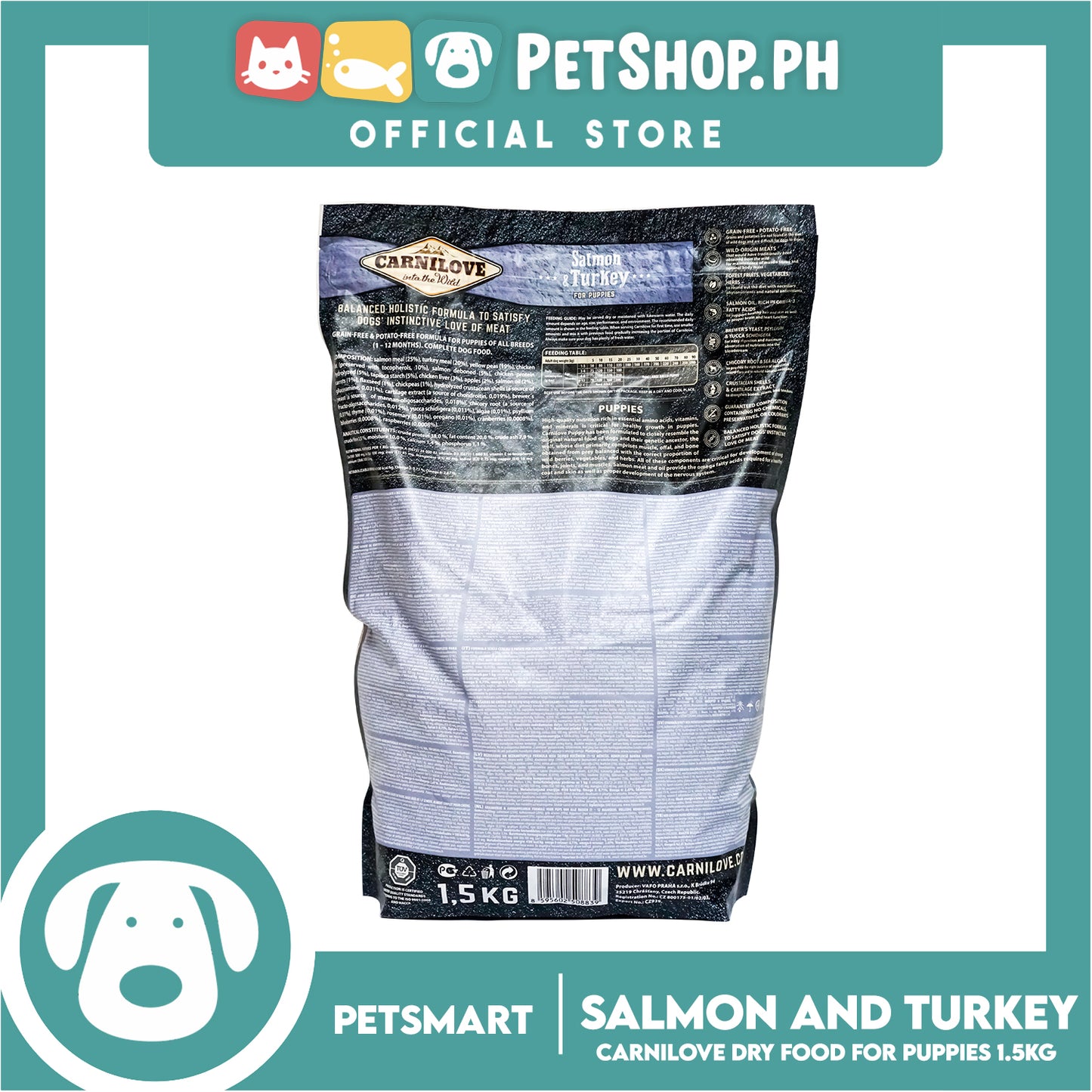 Carnilove Into The Wild Grain-Free and Potato-Free Salmon and Turkey For Puppies 1.5kg Dry Dog Food