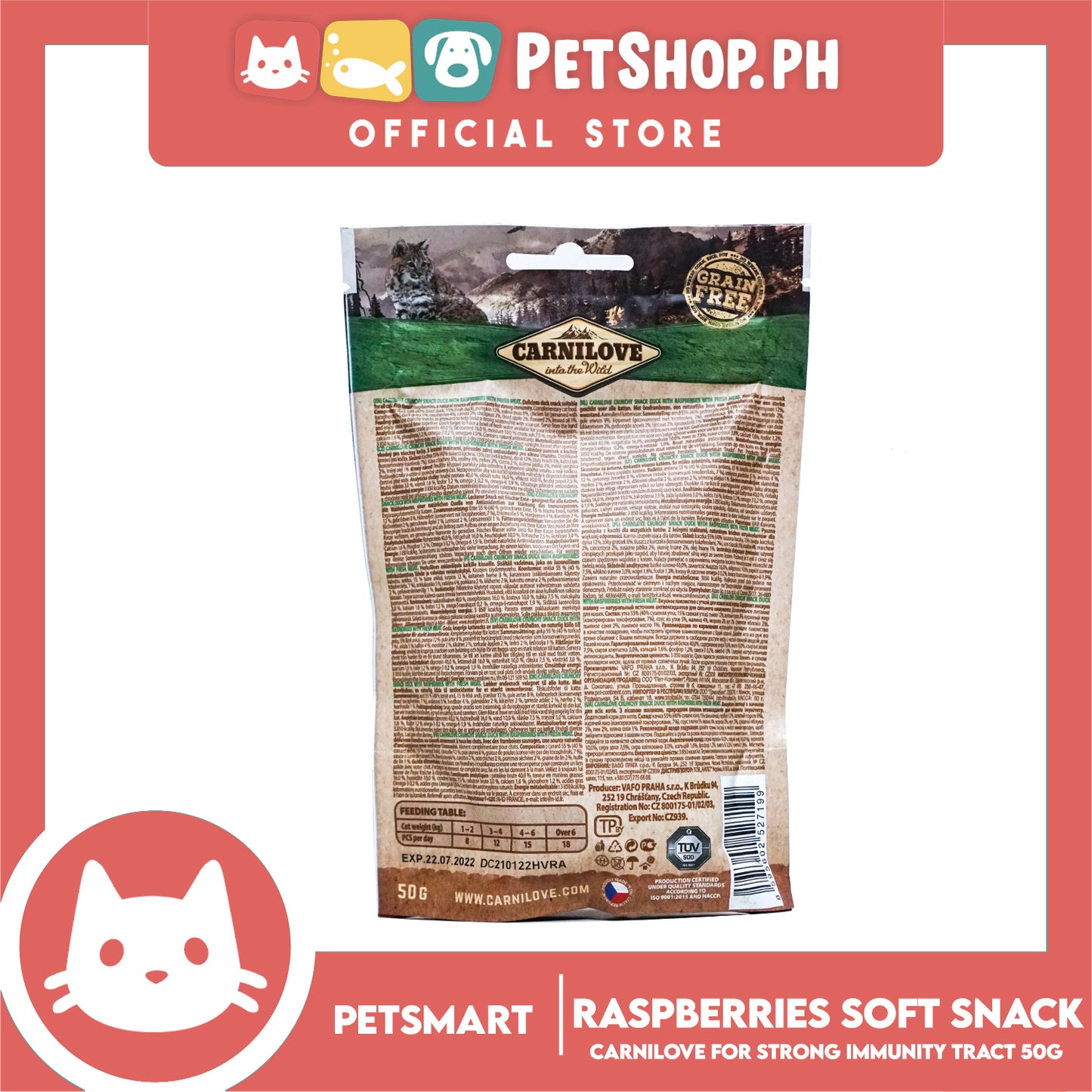 Cat Crunchy Snack Duck with Raspberries 50g Cat Treats