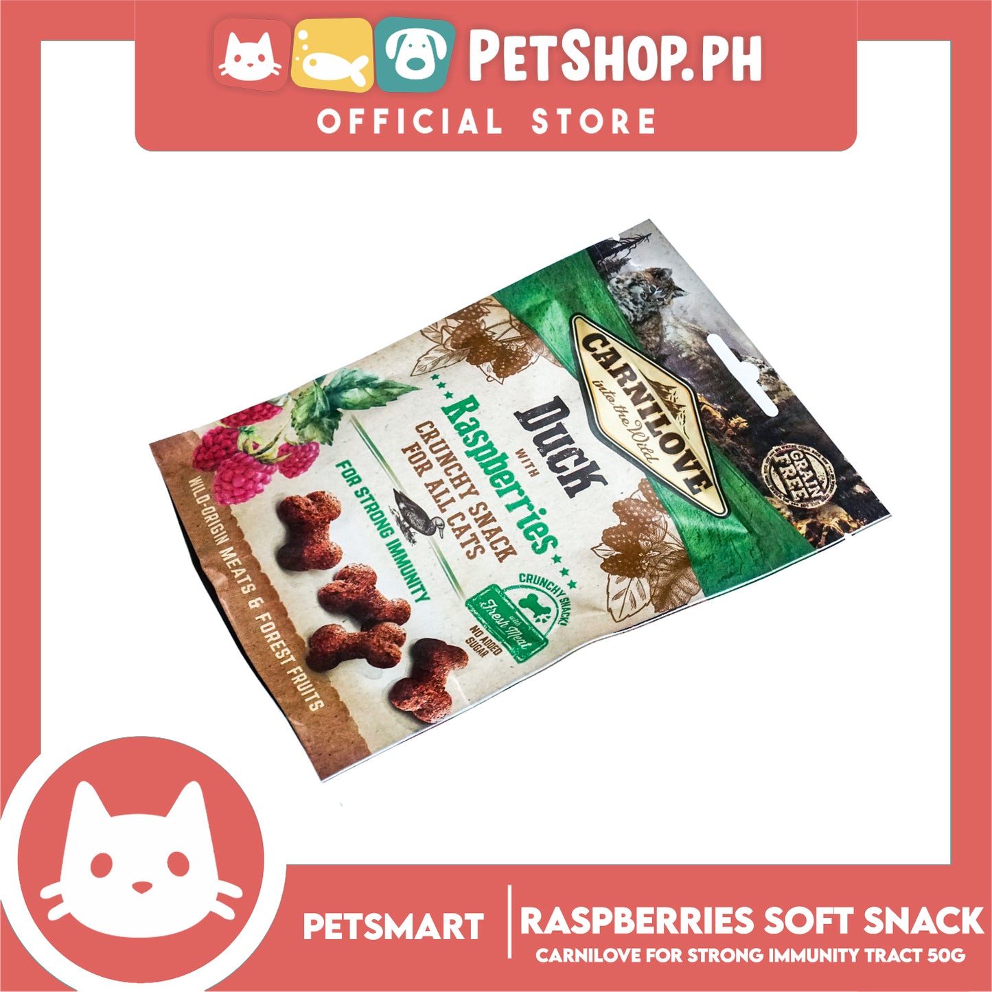 Cat Crunchy Snack Duck with Raspberries 50g Cat Treats