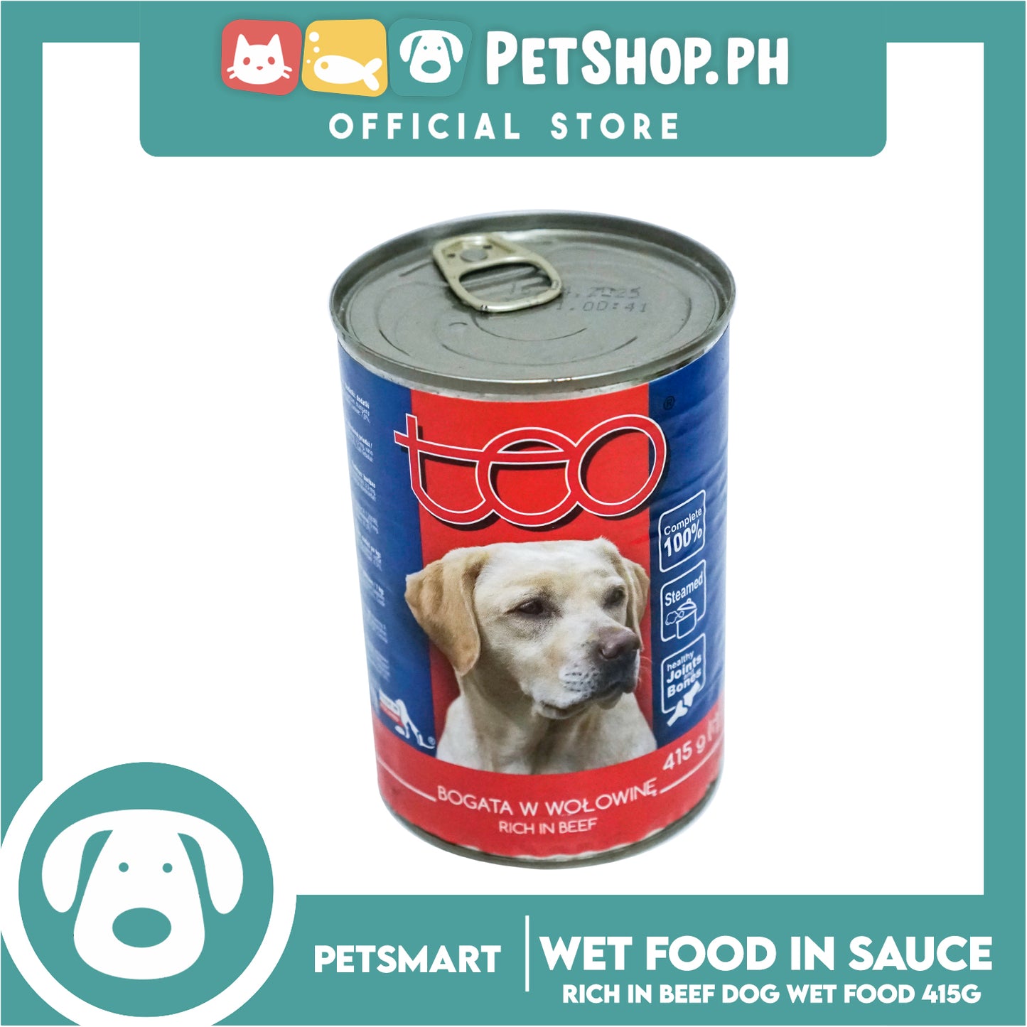 Teo Dog Can Rich in Beef 415g Dog Wet Food